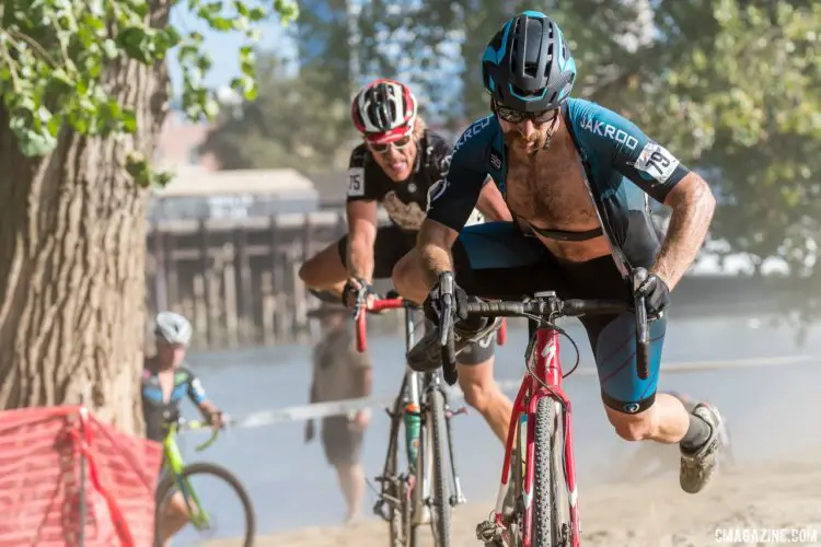 Ryan Grenier (Velo Fratello) remounts during the Elite Men's race. 2017 West Sacramento GP (Saturday). © J. Vander Stucken / Cyclocross Magazine