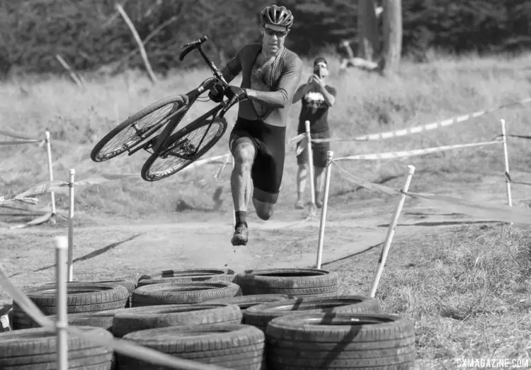 Justin Robinson shows off expert tire barrier technique. 2016 Rock Lobster Cup delivered grassroots racing, celebrity sightings and fundraising for the Rock Lobster cyclocross team. © Cyclocross Magazine