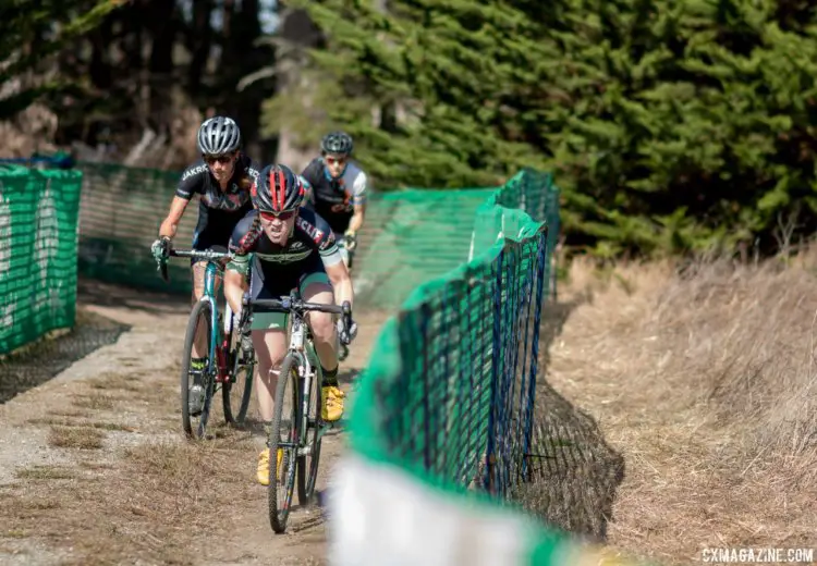 Kelly Chang shows off her game face during the event that benefits her team. 2016 Rock Lobster Cup. © Cyclocross Magazine