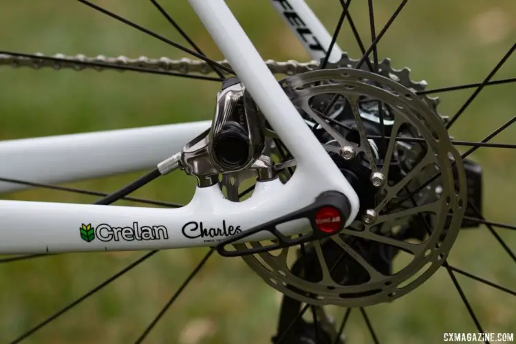Disc brakes are SRAM's Red HRD hydraulic disc brakes with 140mm CenterLine rotors. Wout van Aert's carbon Felt cyclocross bike. © Cyclocross Magazine