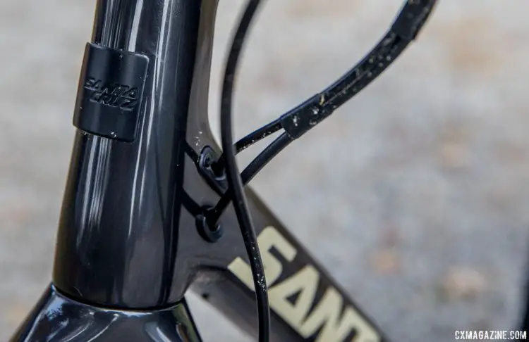 The Stigmata routes shift cables and brake lines through the frame for a clean aesthetic. Tobin Ortenblad's Santa Cruz Stigmata cyclocross bike. © D. Perker / Cyclocross Magazine