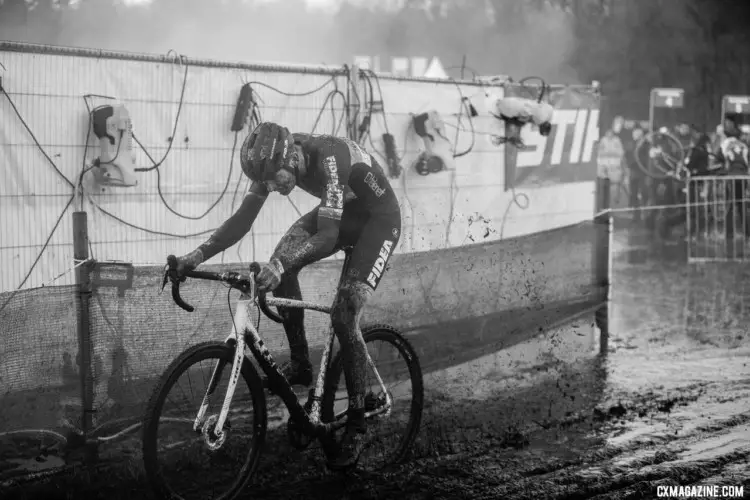 Toon Aerts was kicking up mud en route to a third-place finish. Elite Men, 2017 Zeven UCI Cyclocross World Cup. © J.Curtes / Cyclocross Magazine