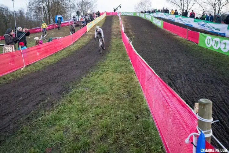 Wout van Aert found clear, solo sailing after Mathieu van der Poel's mechanical. Elite Men, 2017 Zeven UCI Cyclocross World Cup. © J.Curtes / Cyclocross Magazine