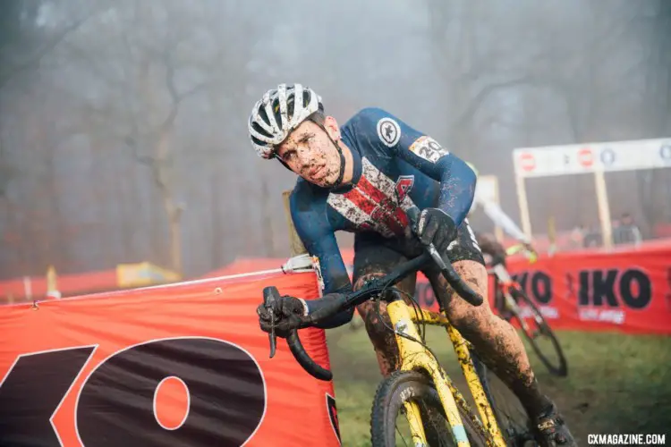 Ben Gomez Villafane leans into a corner during the Junior Men's race. Junior and U23 Men, 2017 Zeven UCI Cyclocross World Cup. © J.Curtes / Cyclocross Magazine