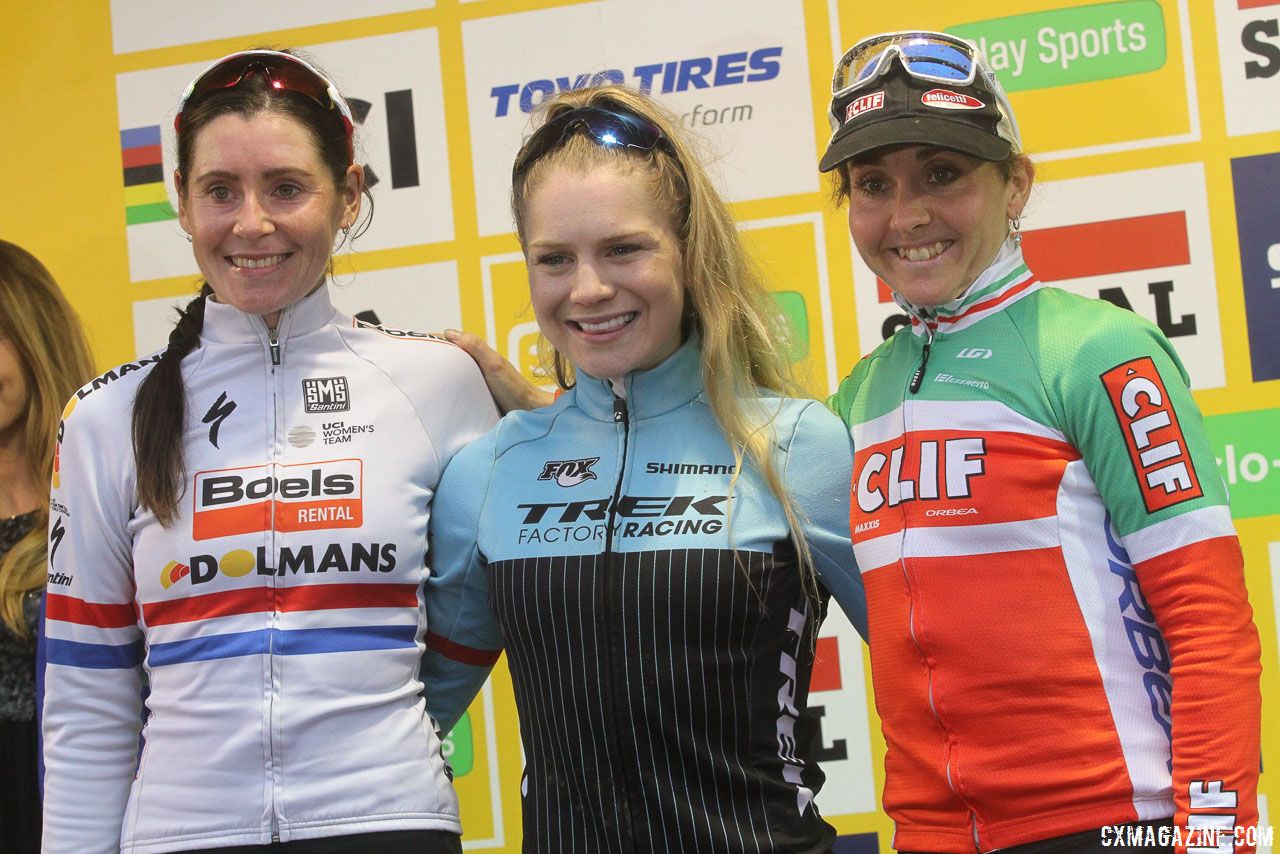 Namur Women's podium: Evie Richards, Nikki Brammeier and Eva Lechner ...