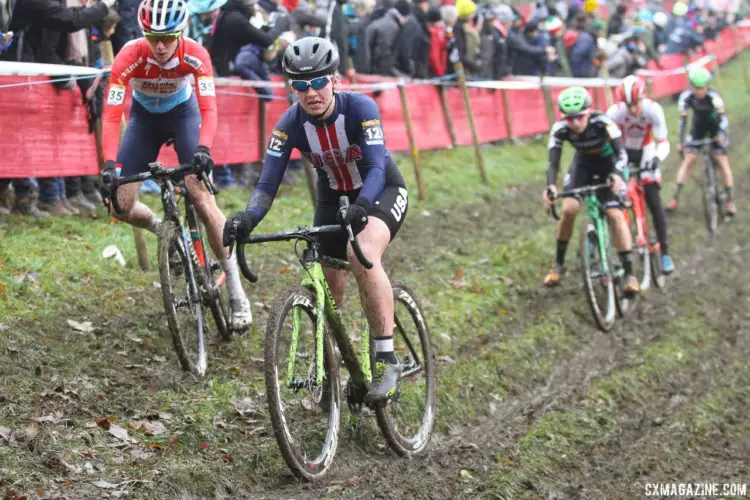 Emma White had a strong start and finished as the third U23 rider. 2017 World Cup Namur. © B. Hazen / Cyclocross Magazine
