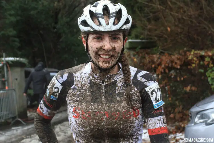 Juliette Labous was still smiling after the race. 2017 Vlaamse Druivencross. © B. Hazen / Cyclocross Magazine