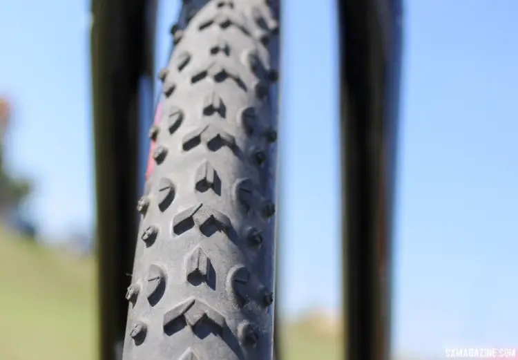 Mani used Challenge Grifo intermediate tread tires in Waterloo. Caroline Mani's Van Dessel Full Tilt Boogie cyclocross bike. © Z. Schuster / Cyclocross Magazine