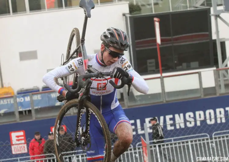 Tomas Kopecky climbed to victory in the Junior Men's race. 2017 World Cup Zolder. © B. Hazen / Cyclocross Magazine