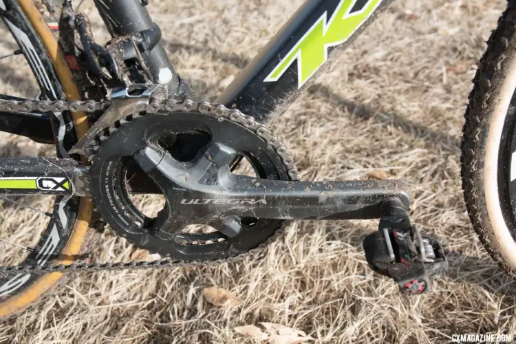 While both tires on Funston's finish bike were Challenge tubulars, only the Baby Limus in the front was a Team Edition. Note the difference in sidewall color. 2018 Cyclocross National Championships. © C. Lee / Cyclocross Magazine