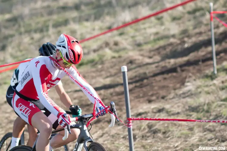 Pushing the limits of "riding the tape." 2018 NCNCA District Champs, Lion Oaks Ranch. © A. Yee / Cyclocross Magazine