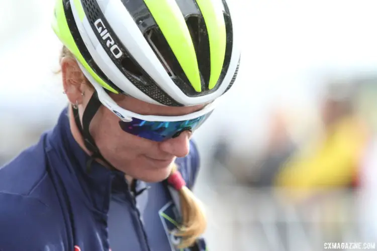 Lily Williams gets ready for her ride. She finished 8th. 2018 Reno Cyclocross Nationals, Sunday. © D. Mable / Cyclocross Magazine