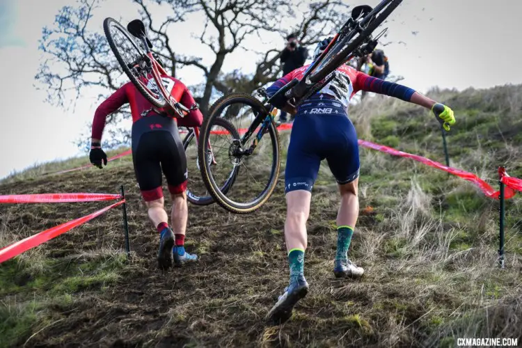 Justin Robinson and Sean Estes went 1 / 2 in the 35+ Masters A race, and both head to Reno as podium hopefuls in their age groups. 2018 NCNCA District Champs, Lion Oaks Ranch. © J. Vander Stucken / Cyclocross Magazine