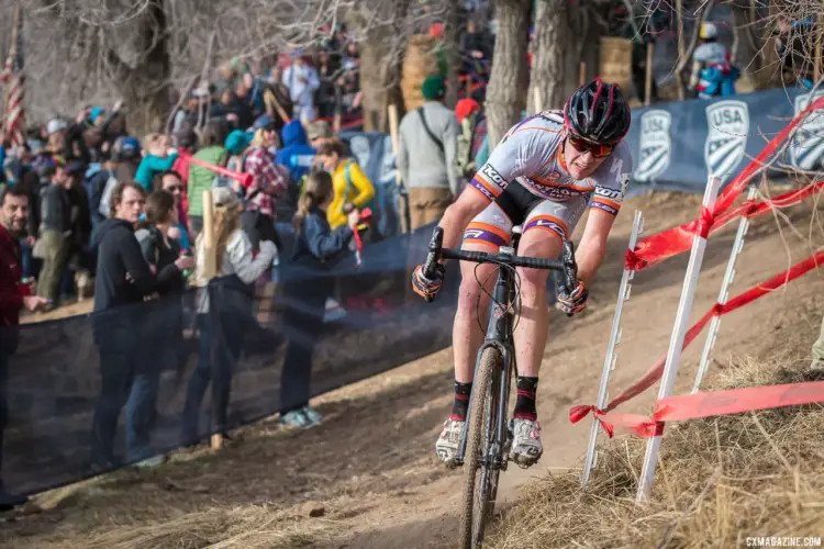 The dusty conditions later in the week required some handling to stay upright. 2018 Reno Cyclocross National Championships. © J. Vander Stucken / Cyclocross Magazine