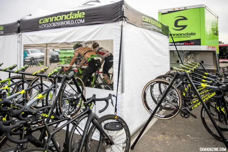 White and Hyde warm up before their race. 2018 Cyclocross National Championships. © J. Curtes / Cyclocross Magazine