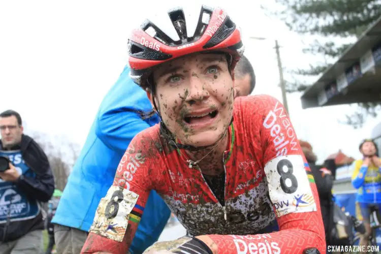 After racing, Marianne Vos looked a bit more weathered. 2018 GP Sven Nys Baal. © B. Hazen / Cyclocross Magazine