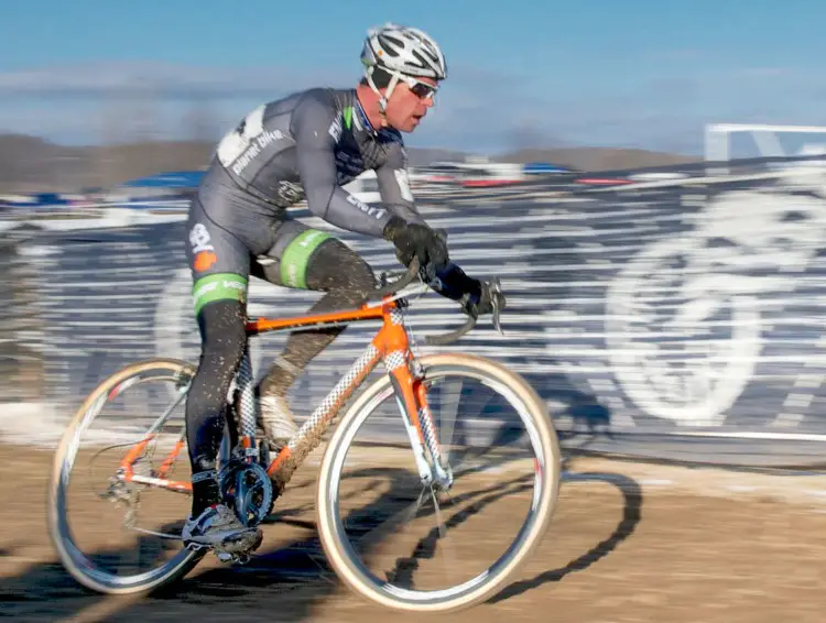 Jonathan Page powered Shimano's top-shelf 7900 10-speed crankset, in 172.5mm length, with 46/39 chainrings. 2013 Cyclocross National Championships. © Focal Flame Photography