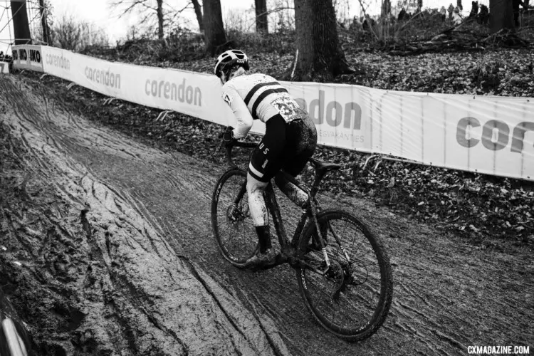 Stacey Riedel of Australia heads up one of the many climbs. Elite Women, 2018 UCI Cyclocross World Championships, Valkenburg-Limburg, The Netherlands. © Gavin Gould / Cyclocross Magazine