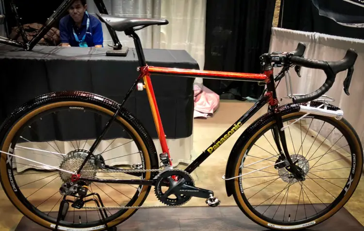 While virtually unavailable in the US, Panasonic still makes bicycles using Tange Prestige and titanium tubing and the bikes are common under champions in Japan. 2018 North American Handmade Bike Show. © Mike Taylor / Cyclocross Magazine