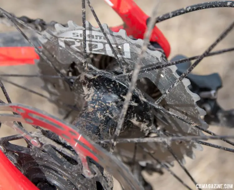 Blevins ran mostly SRAM components and went for the high-end Red XG-1190 cassette. Christopher Blevins' U23-Winning Specialized CruX. 2018 Cyclocross National Championships. © C. Lee / Cyclocross Magazine