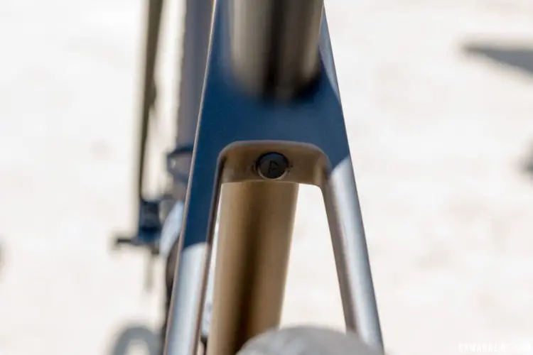 A tension screw with a rubber cover tightens the seat post while staying out of sight. Canyon Grail CF Gravel Bike. 2018 Sea Otter Classic. © C. Lee / Cyclocross Magazine