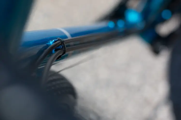 Masi Bikes steel CXGR Supremo features externally routed housing, hoses and cables. 2018 Sea Otter Classic cyclocross and gravel new products. © Cyclocross Magazine