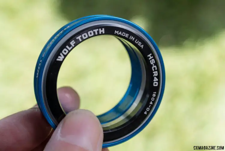 The headset is sold modularly-top bearing, bottom bearing depending on the configuration needed. Wolf Tooth Pack Pliers and Modular Headset. 2018 Sea Otter Classic. © C. Lee / Cyclocross Magazine