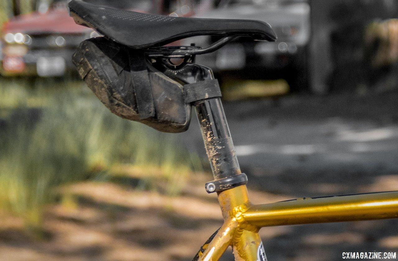 Glatt only used a small saddle bag for his 100-mile Lost and Found adventure. Dylan Glatt's Spooky Gas Mask Gravel/Cyclocross Bike. 2018 Lost and Found Gravel Grinder. © C. Lee / Cyclocross Magazine