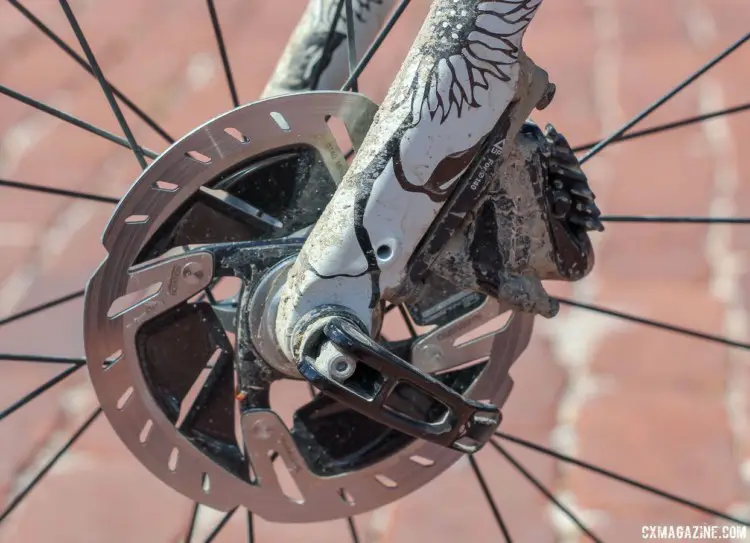 The Checkpoint has front and rear flat mount disc mounts and 12mm thru-axles. Sven Nys' 2018 Dirty Kanza 200 Trek Checkpoint. © Z. Schuster / Cyclocross Magazine