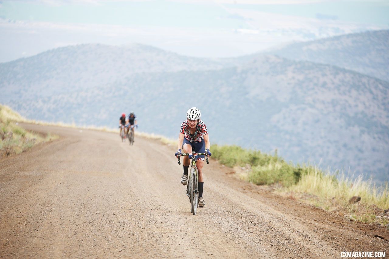 Lauren De Crescenzo (DNA Cycling Team) on her way up the Col d’ Crush . © Cathy Fegan-Kim