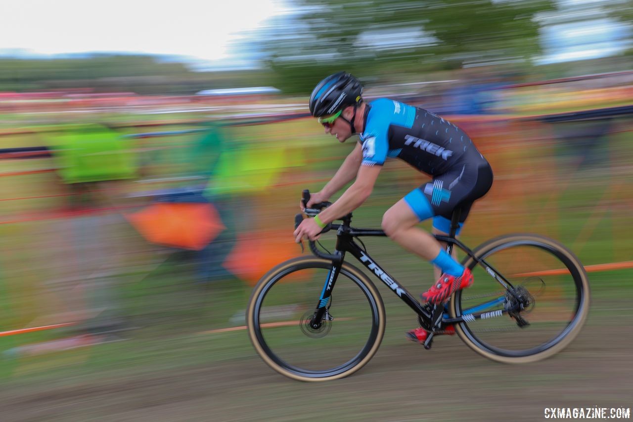 Despite appearances, winds made Friday's racing slow at times. 2018 Trek CX Cup, Waterloo © Cyclocross Magazine / R. Clark