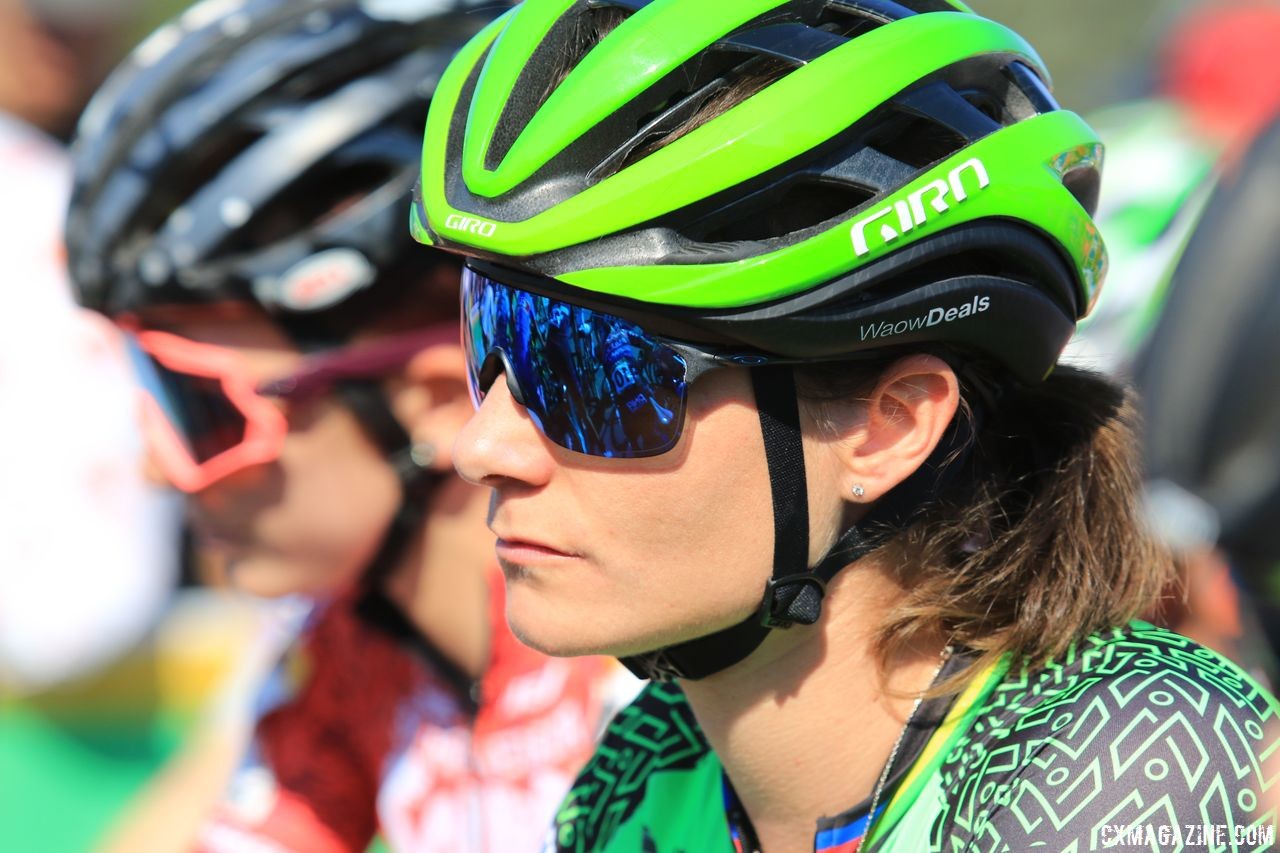 Marianne Vos waits at the start line. 2018 World Cup Waterloo. © D. Mable / Cyclocross Magazine