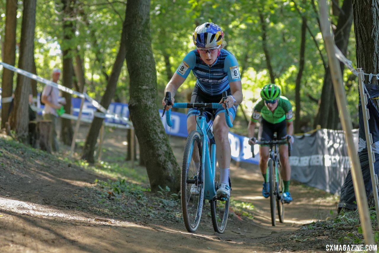 Noble and Vos could not get separation from one another on Sunday. 2018 World Cup Waterloo. © R. Clark / Cyclocross Magazine