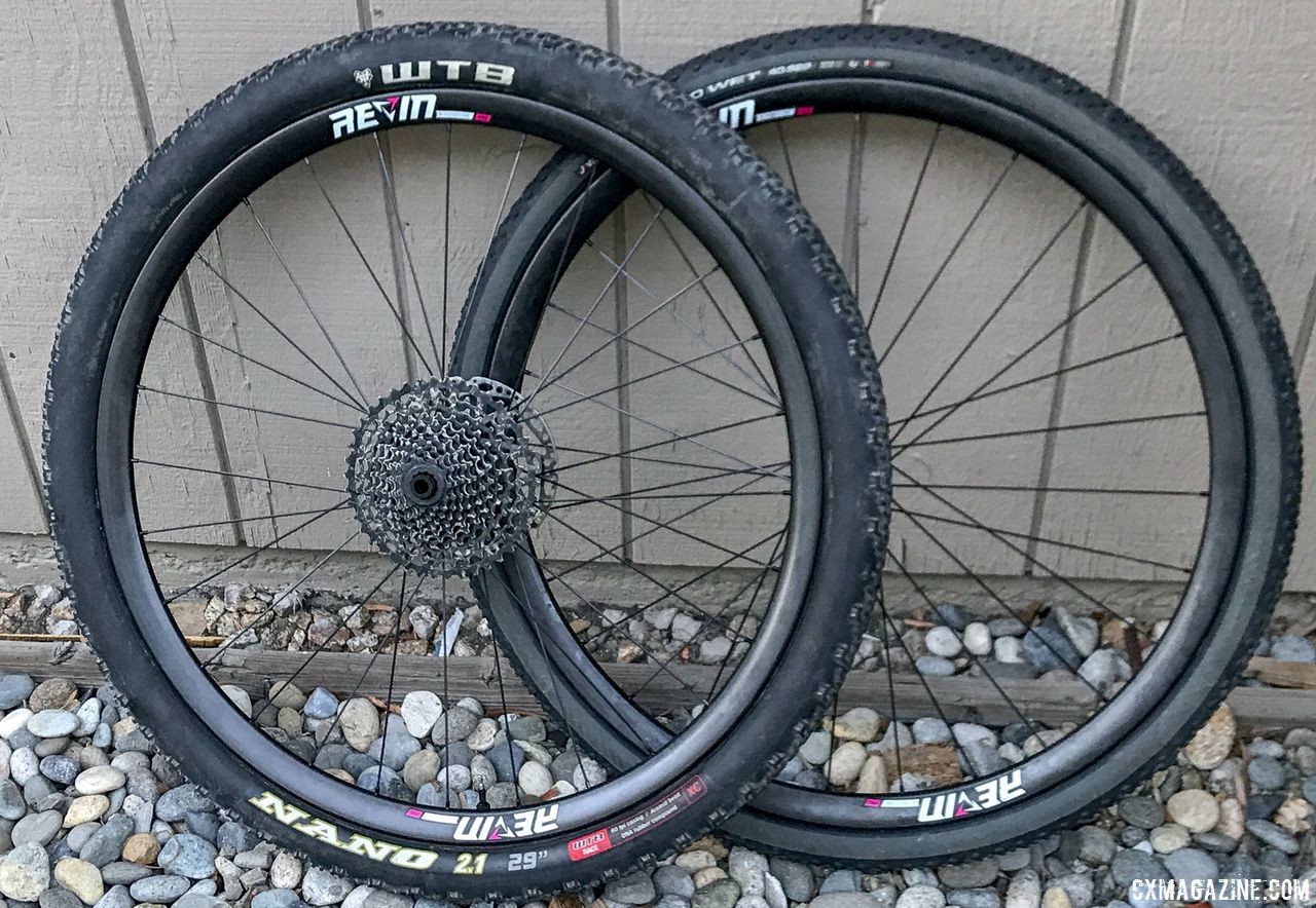 One of the tires we mounted was a 29 x 2.1" WTB Nano without the TCS technology. Revin Cycling G21 Pro Carbon Tubeless Clinchers. © Cyclocross Magazine