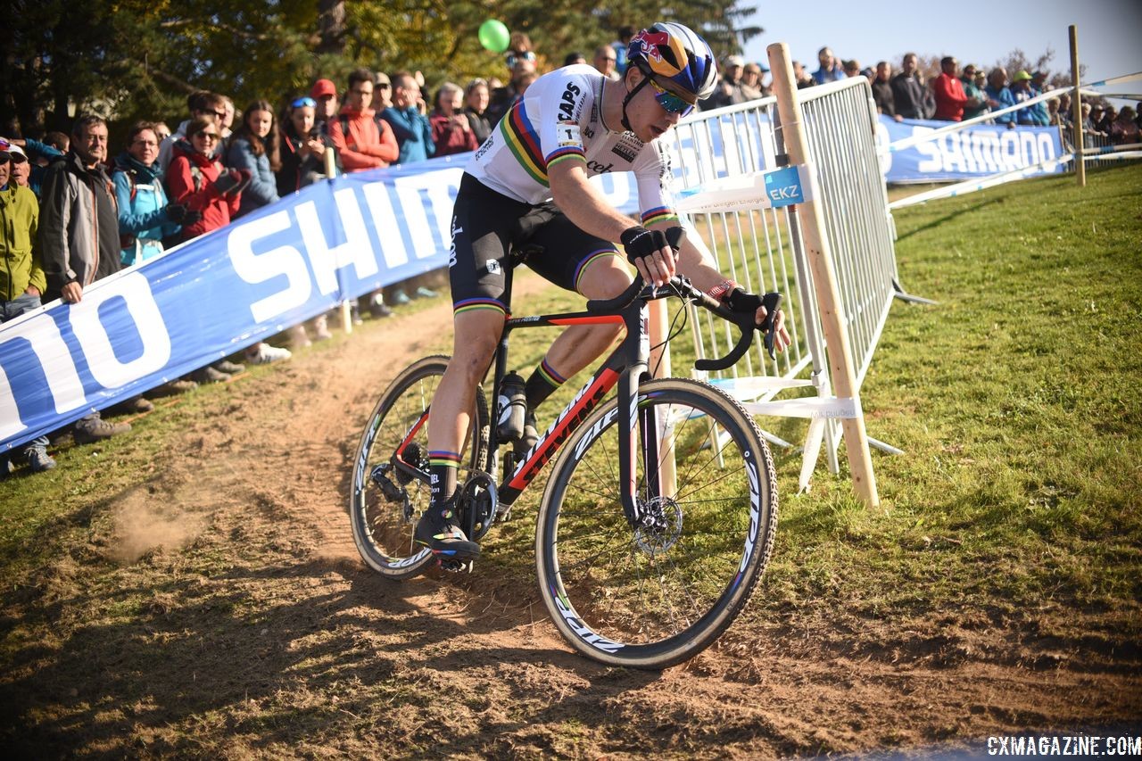 Wout van Aert finished second for the third time in a World Cup this season. 2018 World Cup Bern, Switzerland. © E. Haumesser / Cyclocross Magazine