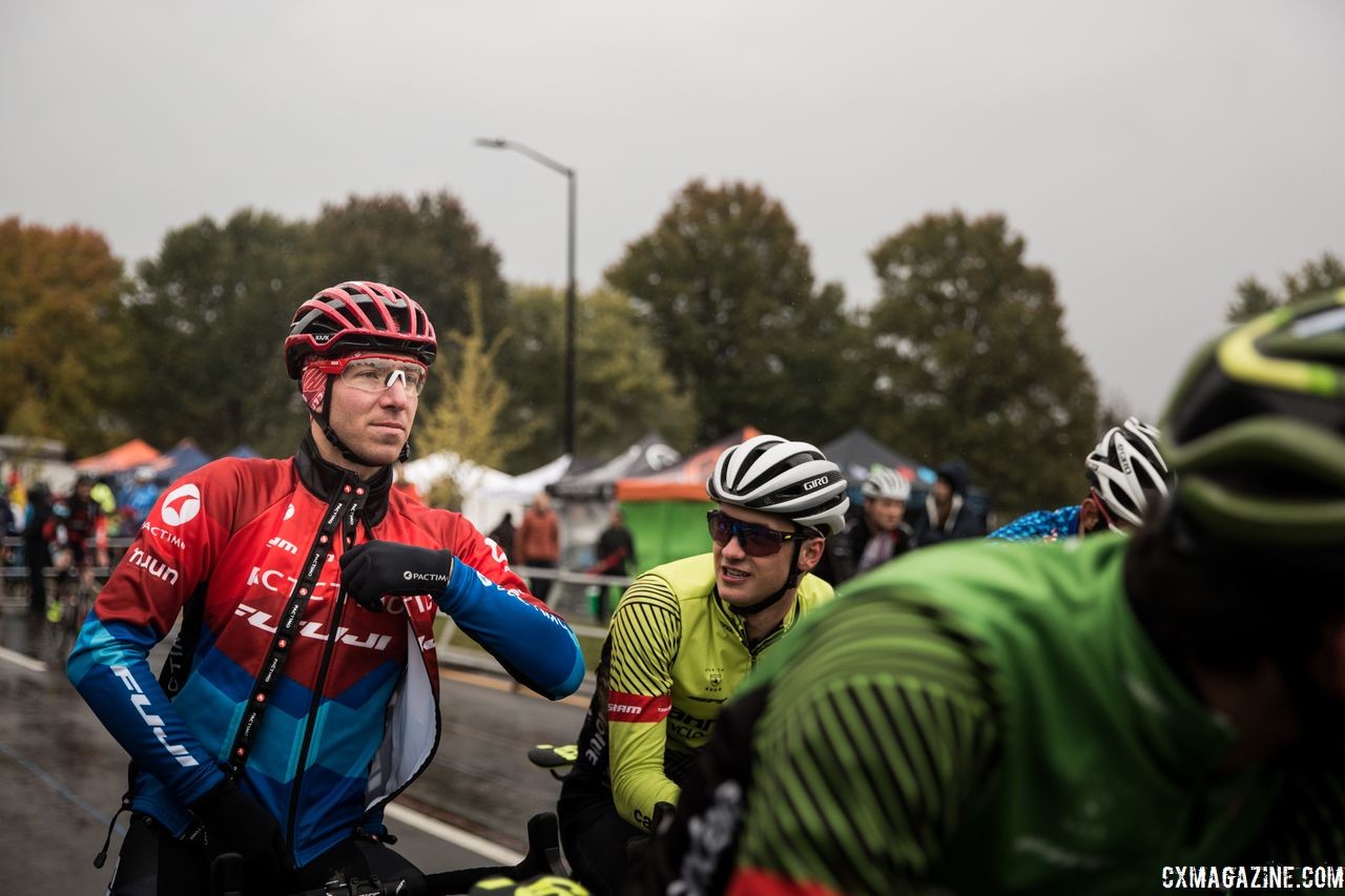 Jeremy Powers gets ready for the start of his race. 2018 Cincinnati Cyclocross Day 1. © Greg Davis