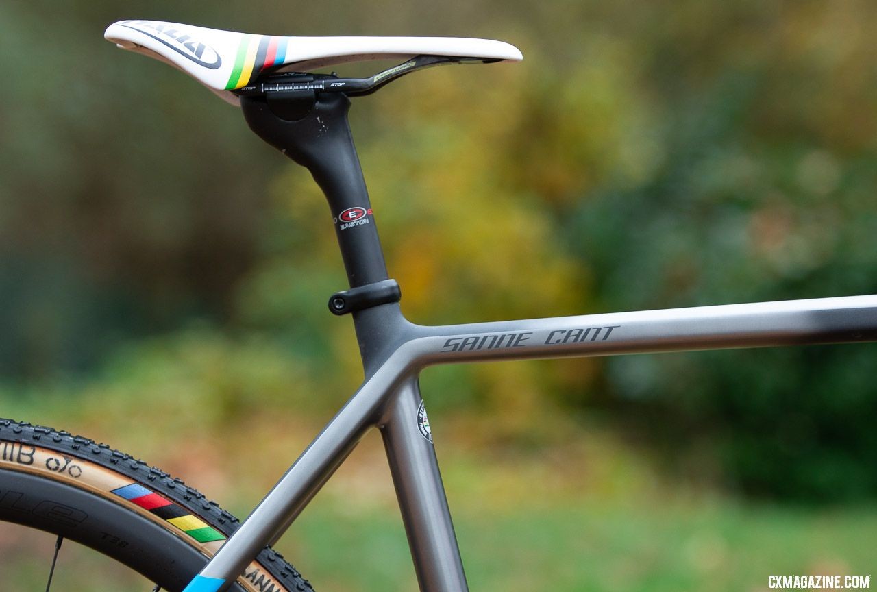 Since our last check in Cant has started using an Easton seatpost. Sanne Cant's Stevens Super Prestige cyclocross bike. © A. Yee / Cyclocross Magazine