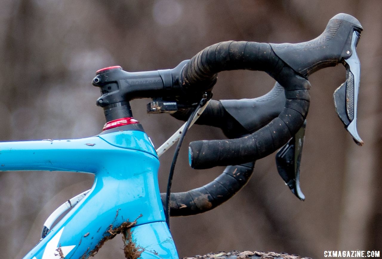 Compton relied on Dura-Ace Di2 levers with a bit of subtle texture added to the shift buttons. Katie Compton's 2018 Cyclocross National Championship-winning Trek Boone. Louisville, KY. © A. Yee / Cyclocross Magazine