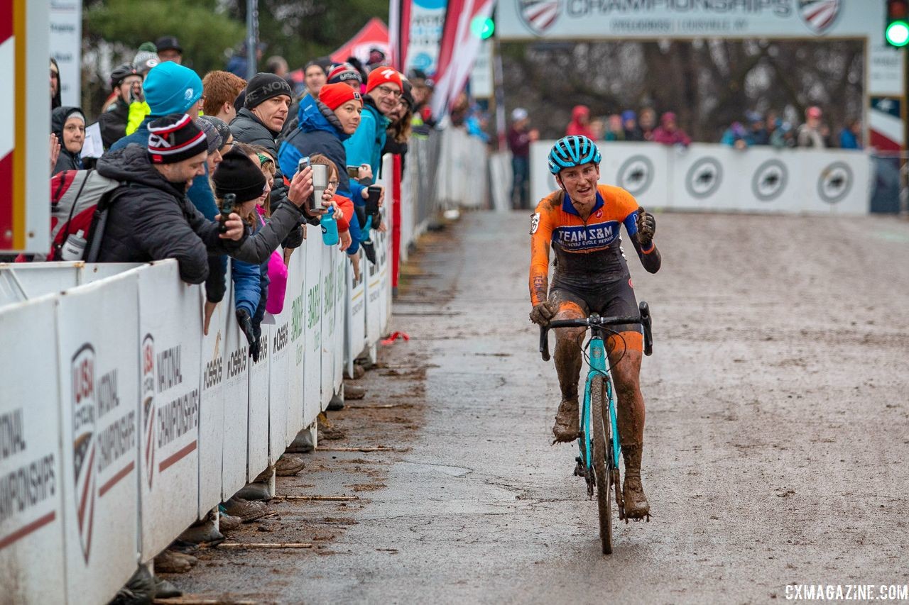 Sophie Russenberger was happy with her third place overall finish. U23 Women. 2018 Cyclocross National Championships, Louisville, KY. © A. Yee / Cyclocross Magazine