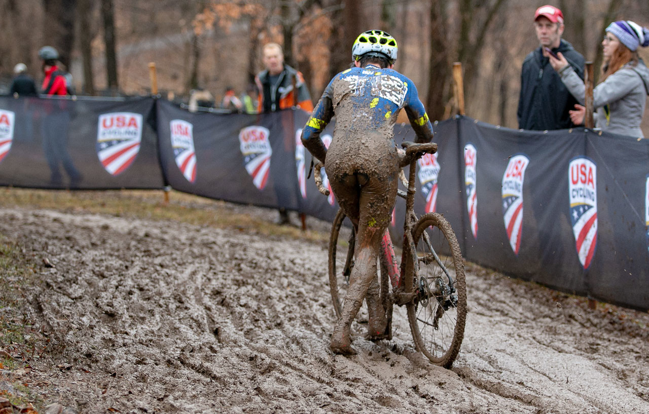 Dylan Zakrajsek scooted his way to a second place. Junior Men 15-16. 2018 Cyclocross National Championships, Louisville, KY. © A. Yee / Cyclocross Magazine