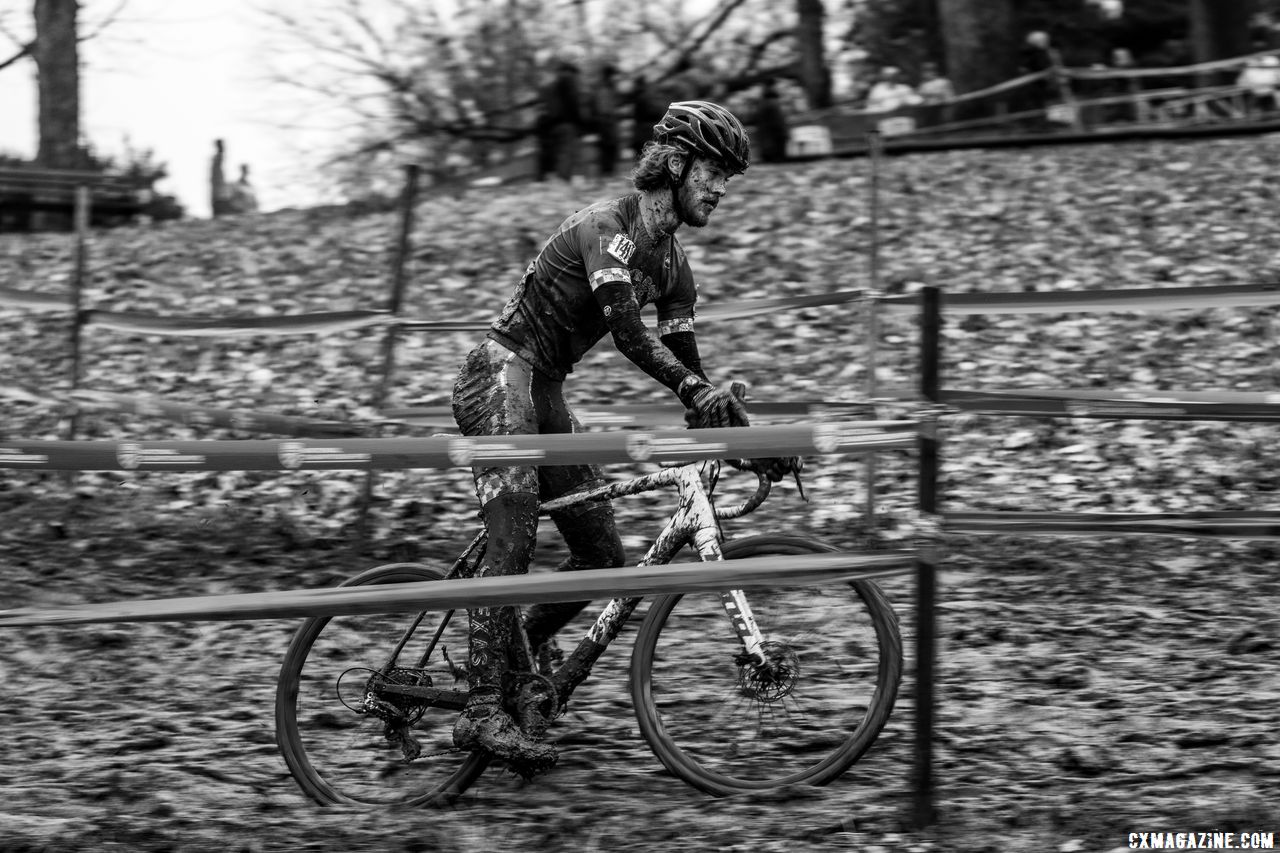 Friday's midday rains slowed down lap times dramatically. Collegiate Club Men. 2018 Cyclocross National Championships, Louisville, KY. © A. Yee / Cyclocross Magazine