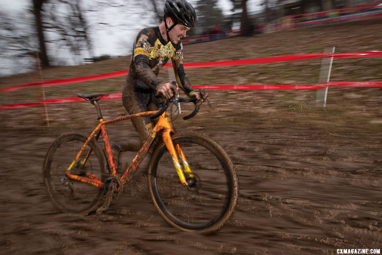 What was rideable just hours before became barely walkable. Collegiate Club Men. 2018 Cyclocross National Championships, Louisville, KY. © A. Yee / Cyclocross Magazine