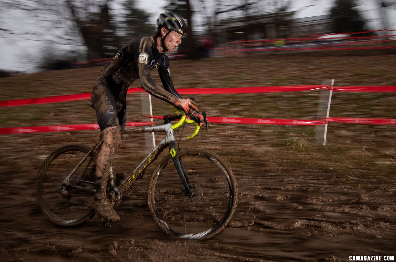 Grant Ellwood off on his own late in the race. Collegiate Club Men. 2018 Cyclocross National Championships, Louisville, KY. © A. Yee / Cyclocross Magazine