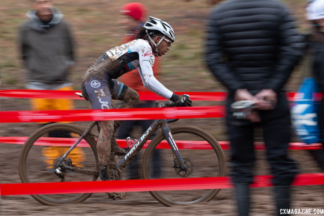 Louisville local Amai Rawls finished 28th. U23 Men. 2018 Cyclocross National Championships, Louisville, KY. © A. Yee / Cyclocross Magazine