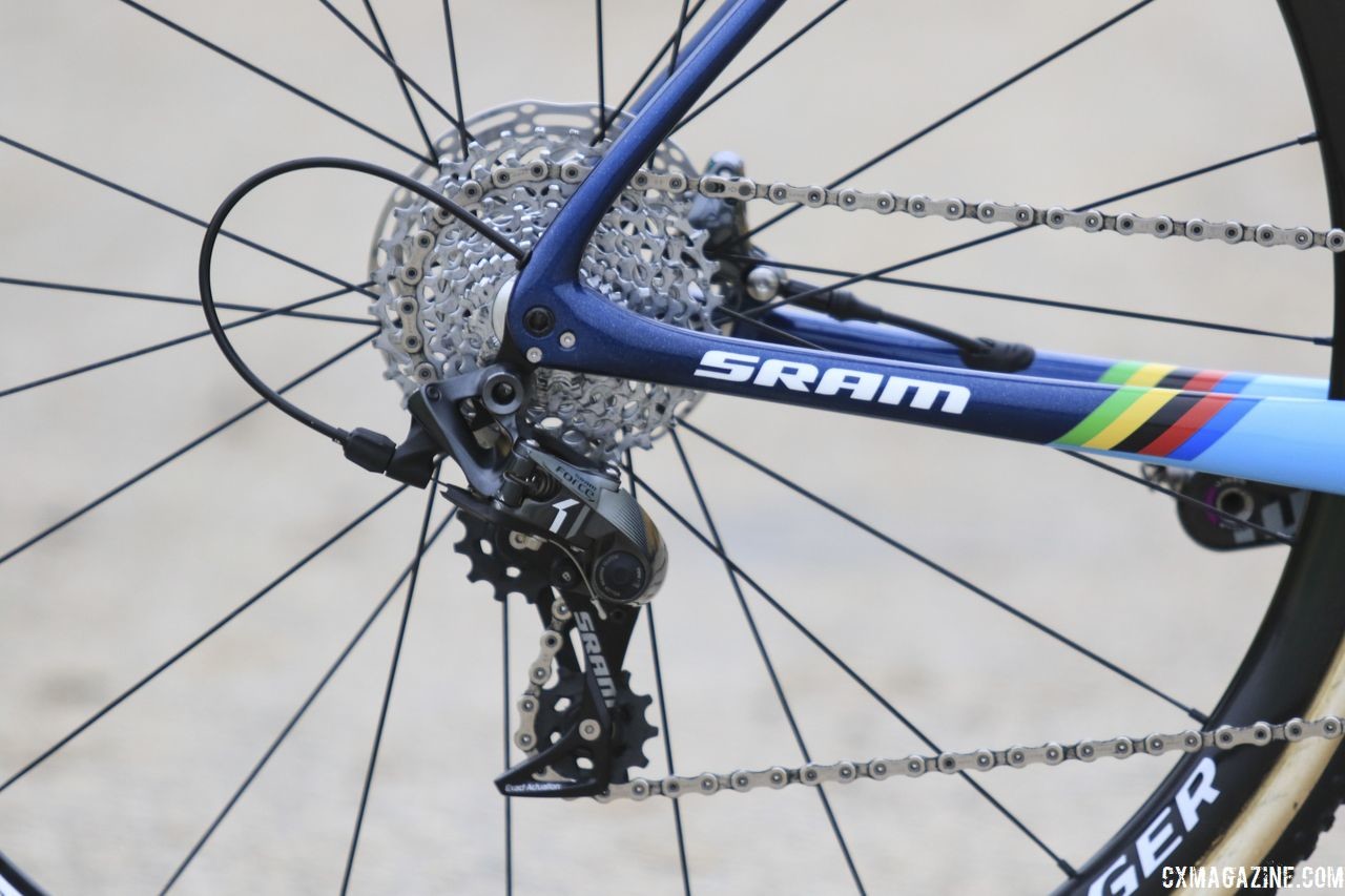 Richards ran a SRAM Force 1 rear derailleur. Evie Richards' 2018 Trek Boone Cyclocross Bike. © D. Mable / Cyclocross Magazine