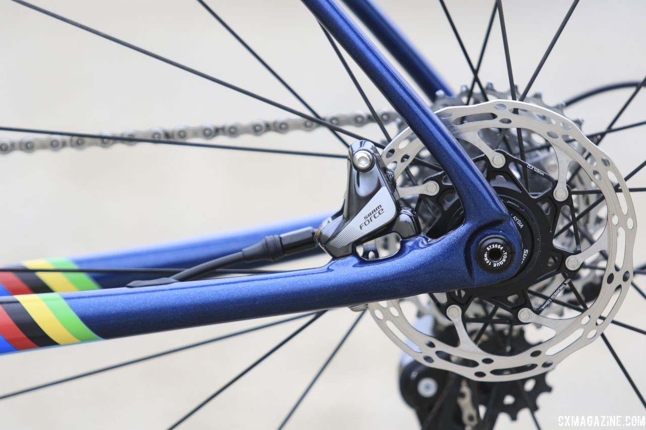 Richards used Force calipers and Centerline rotors to stop. Evie Richards' 2018 Trek Boone Cyclocross Bike. © D. Mable / Cyclocross Magazine