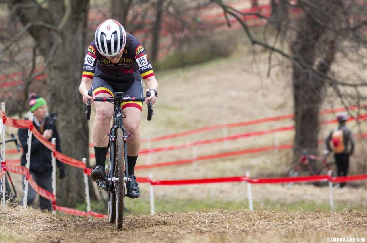 Stephanie Uetrecht rode to 7th place in Louisville, 2:31 behind Weber. Masters Women 45-49. 2018 Cyclocross National Championships, Louisville, KY. © A. Yee / Cyclocross Magazine