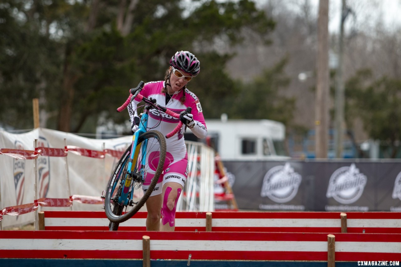 Hope Ann Snyder Walsh rode alone, but managed to finish on the lead lap. Masters Women 45-49. 2018 Cyclocross National Championships, Louisville, KY. © A. Yee / Cyclocross Magazine