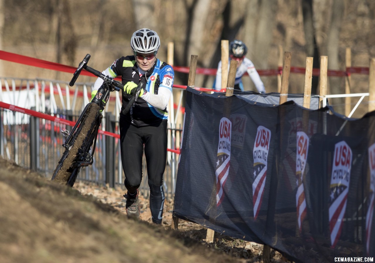 Lisa Coyne had a fast start on Wednesday. Masters Women 60-64, 65-69, 70-74, 75+. 2018 Cyclocross National Championships, Louisville, KY. © A. Yee / Cyclocross Magazine