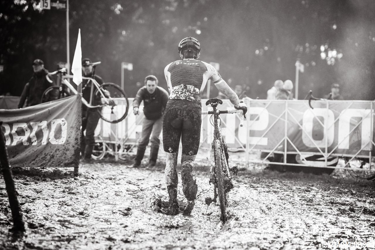 The pits were ... a bit muddy. 2018 Louisville Cyclocross Nationals, Saturday and Sunday. © Drew Coleman